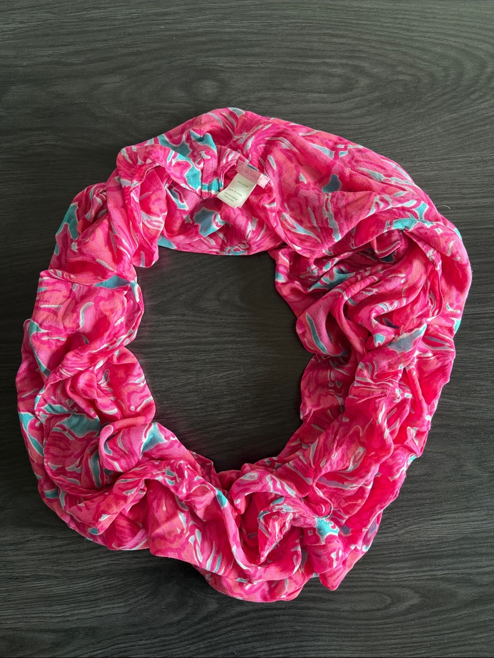Lilly Pulitzer Pink & Aqua Floral Infinity Scarf